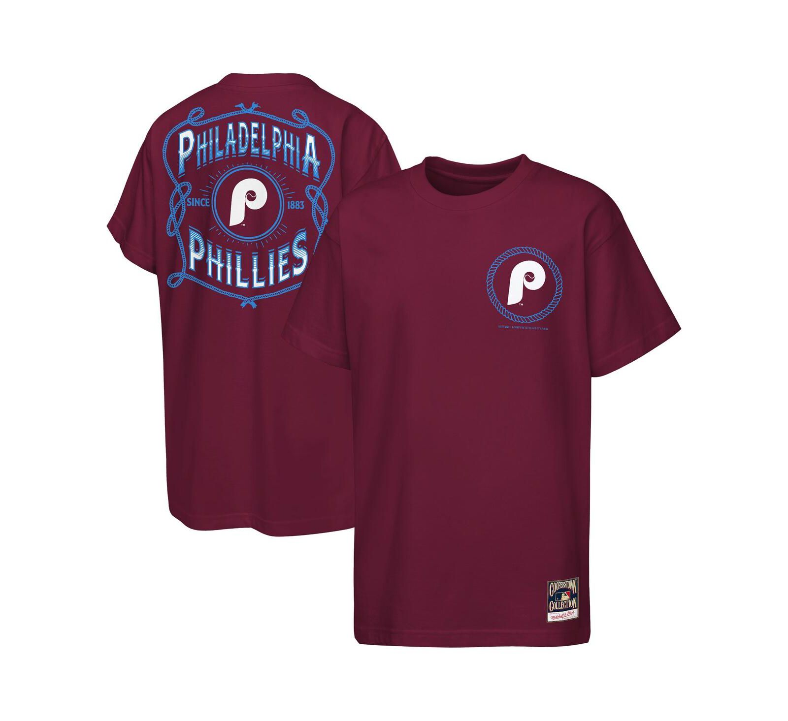 Футболка Mitchell & Ness Cooperstown Rodeo Rope для мальчиков и девочек, бордовая, Philadelphia Phillies