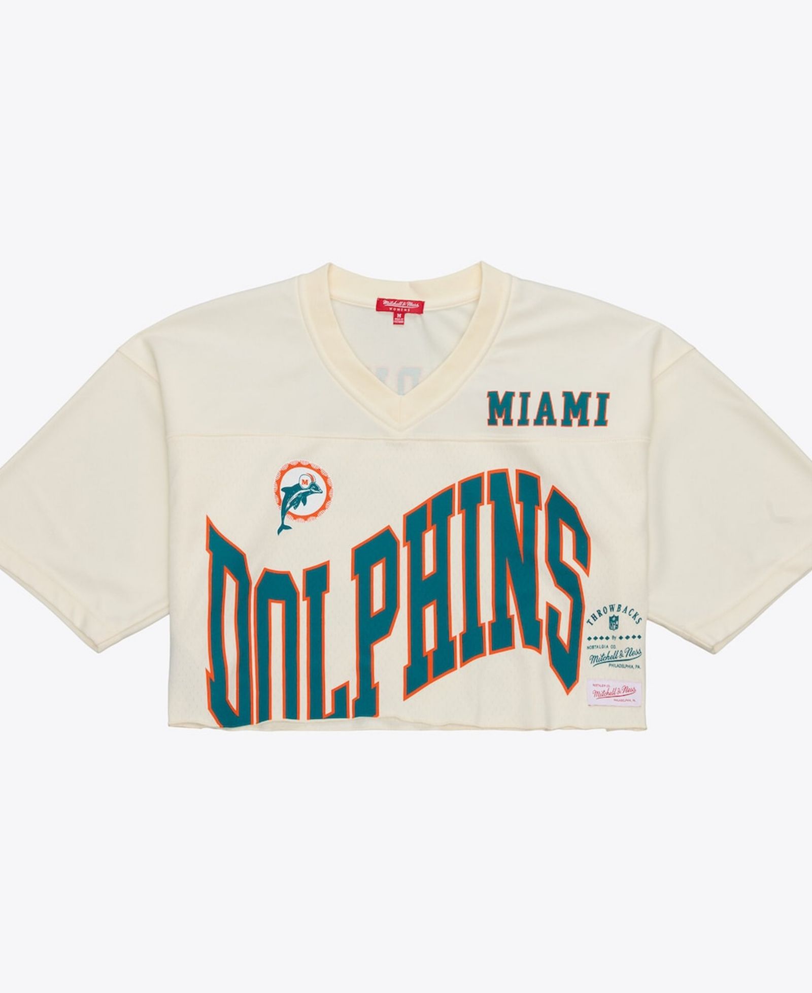 Mitchell & Ness Women's Dan Marino Cream Miami Dolphins Retired Player Cropped Fashion Jersey