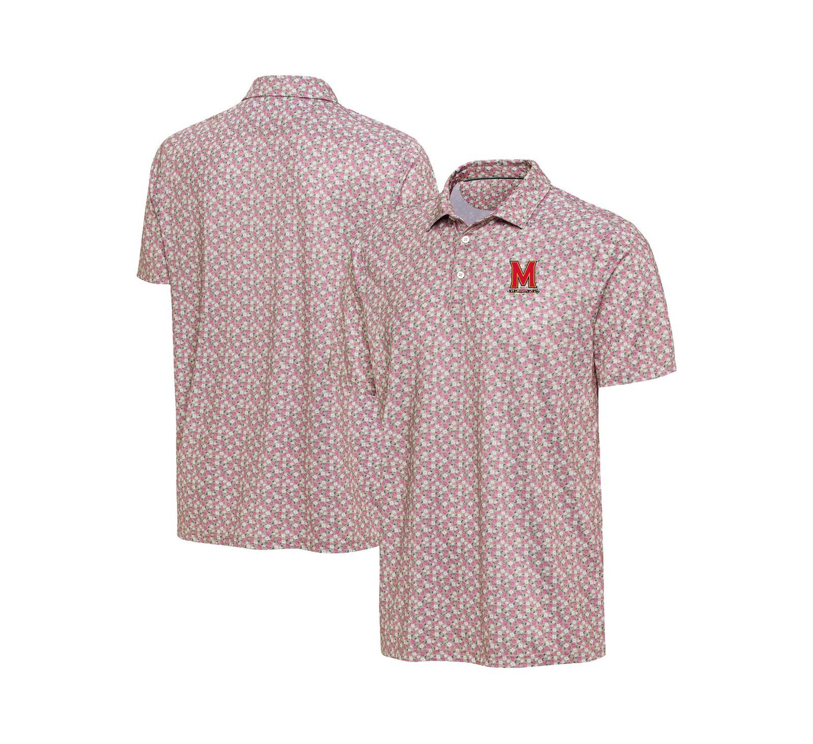 Мужская рубашка-поло Antigua Pink Maryland Terrapins Desert Dry Dogwood