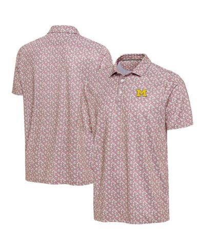 Мужская рубашка-поло Antigua Pink Michigan Wolverines Desert Dry Dogwood