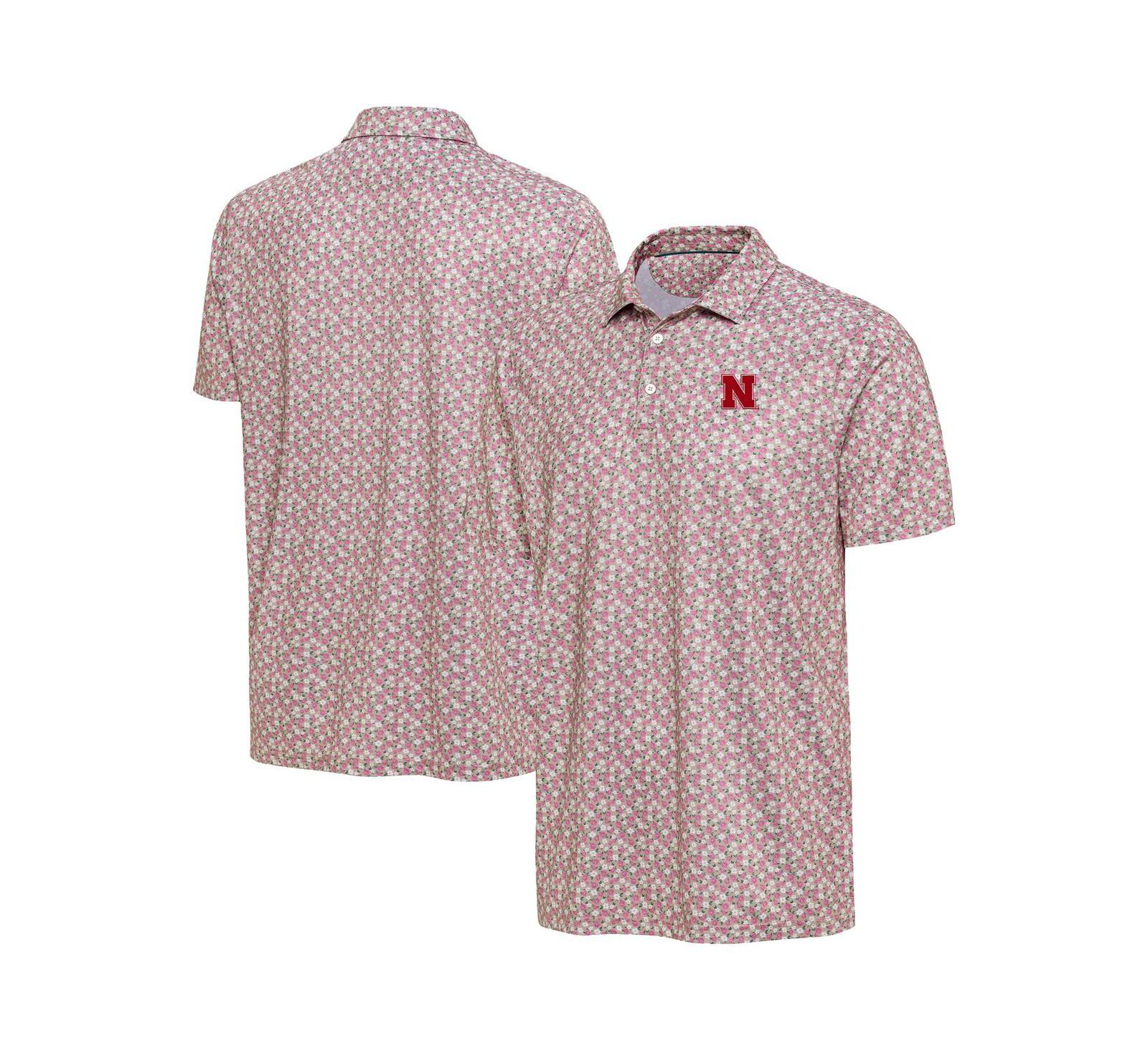 Antigua мужская розовая рубашка поло Nebraska Huskers Desert Dry Dogwood