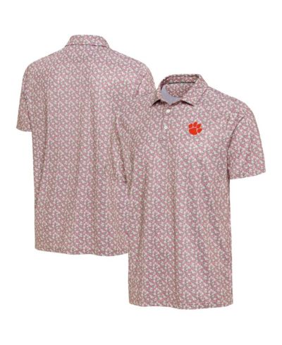 Antigua Men's Pink Clemson Tigers Desert Dry Dogwood Polo Shirt