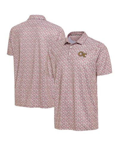 Antigua Men's Pink Georgia Tech Yellow Jackets Desert Dry Dogwood Polo Shirt