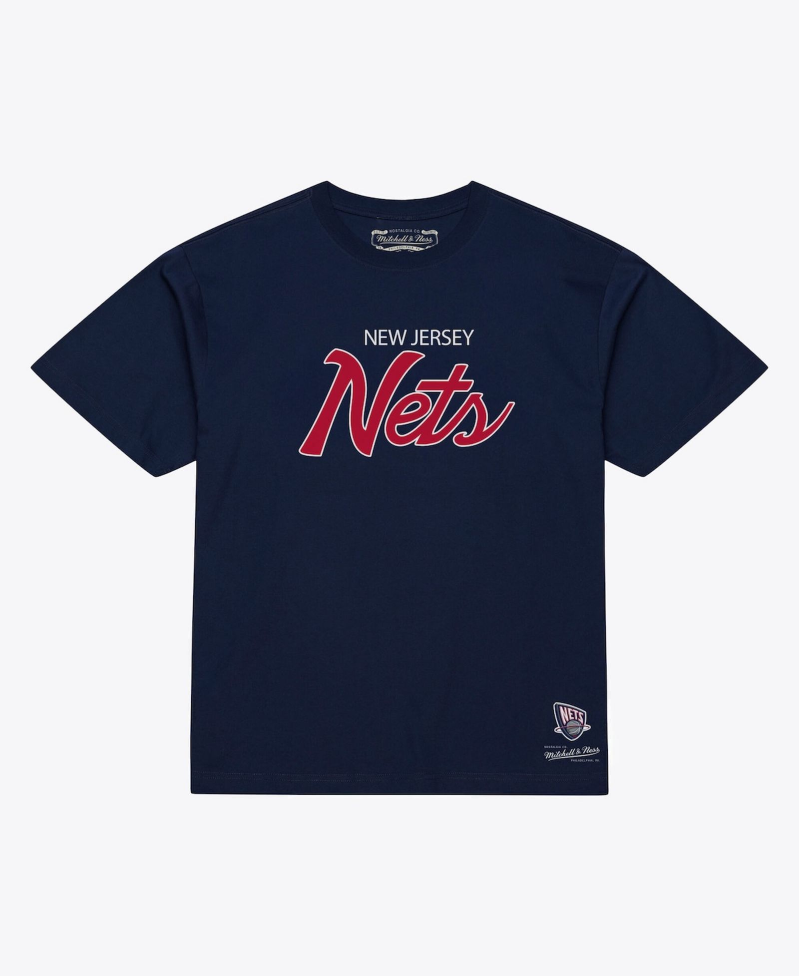 Мужская футболка Mitchell & Ness Navy New Jersey Nets Vintage Wordmark T-Shirt