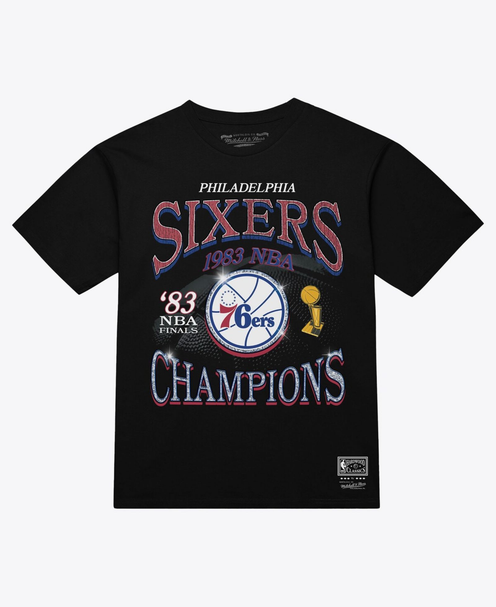 Мужская черная футболка Mitchell & Ness Men's Black Philadelphia 76ers Champions Era