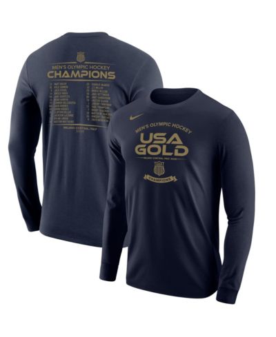 Nike Men's Navy Men's USA Hockey 2026 Winter Olympics Gold Medal Roster Long Sleeve T-Shirt