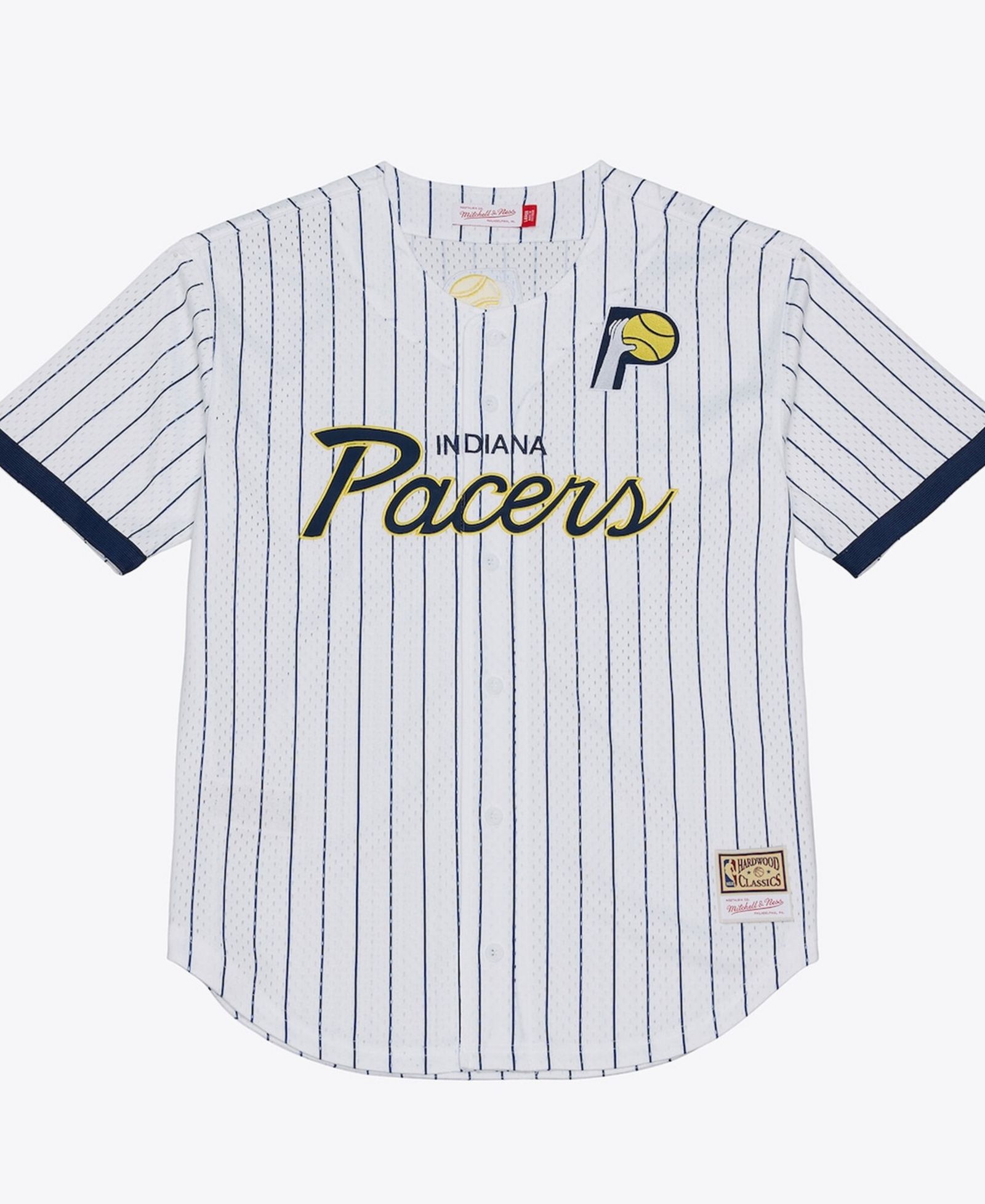 Мужская бейсбольная джерси Mitchell & Ness Indiana Pacers Head Coach Pinstripe Mesh Full-Button