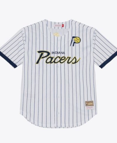 Мужская бейсбольная джерси Mitchell & Ness Indiana Pacers Head Coach Pinstripe Mesh Full-Button