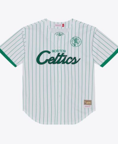 Бейсбольная джерси Mitchell & Ness Men's White Boston Celtics Head Coach Pinstripe Mesh Full-Button