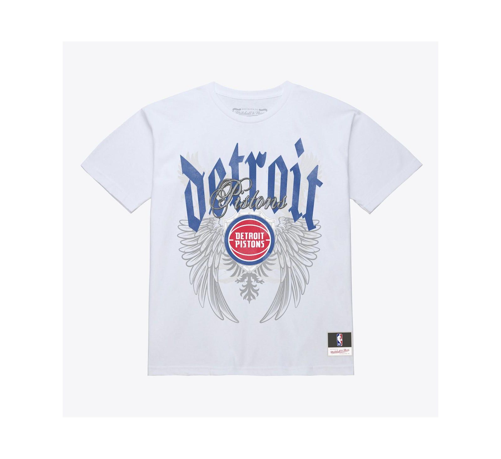 Mitchell & Ness Мужская белая футболка Detroit Pistons Old English Classic