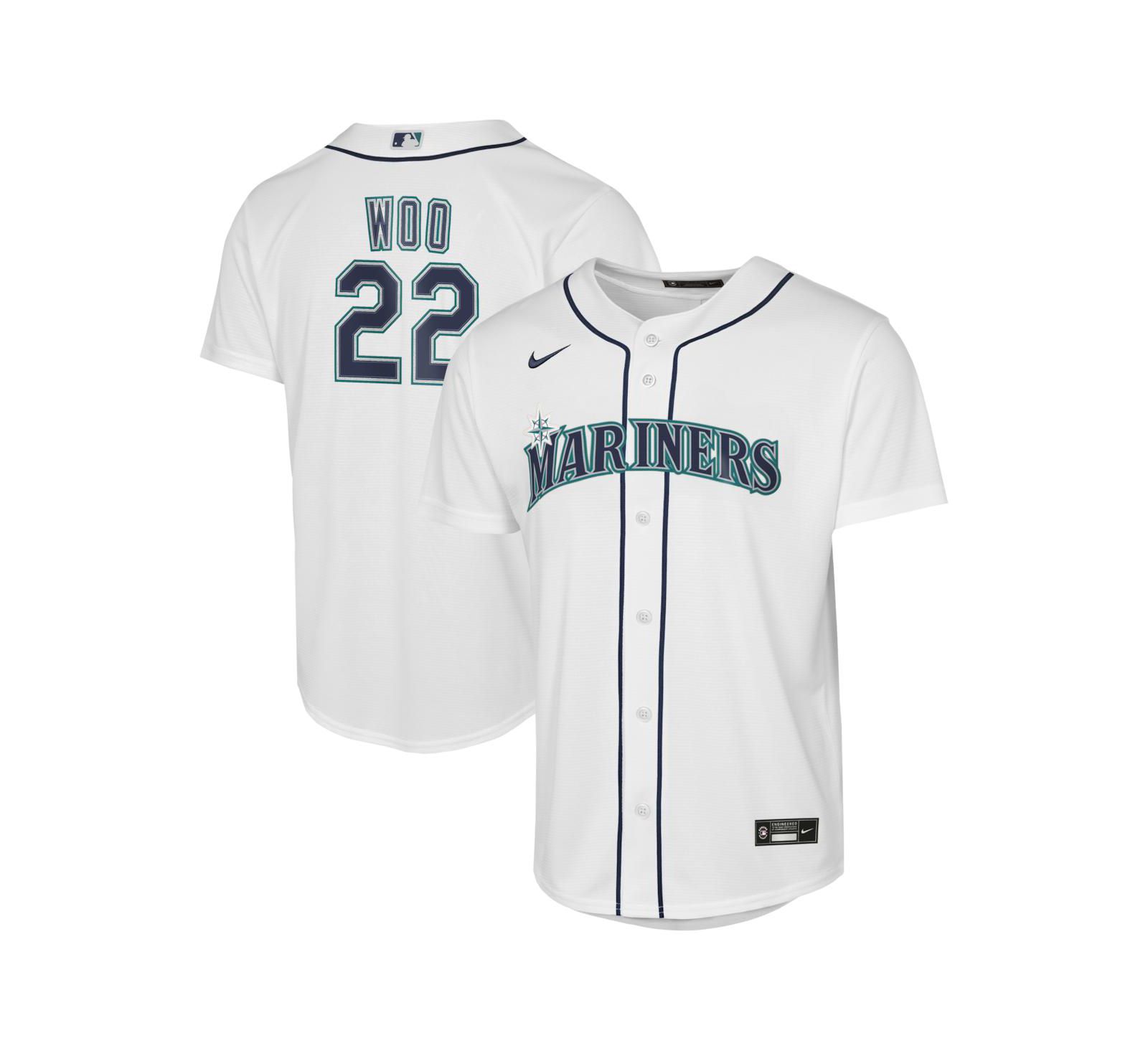 Nike Big Boys and Girls Bryan Woo White Seattle Mariners Baseline Jersey