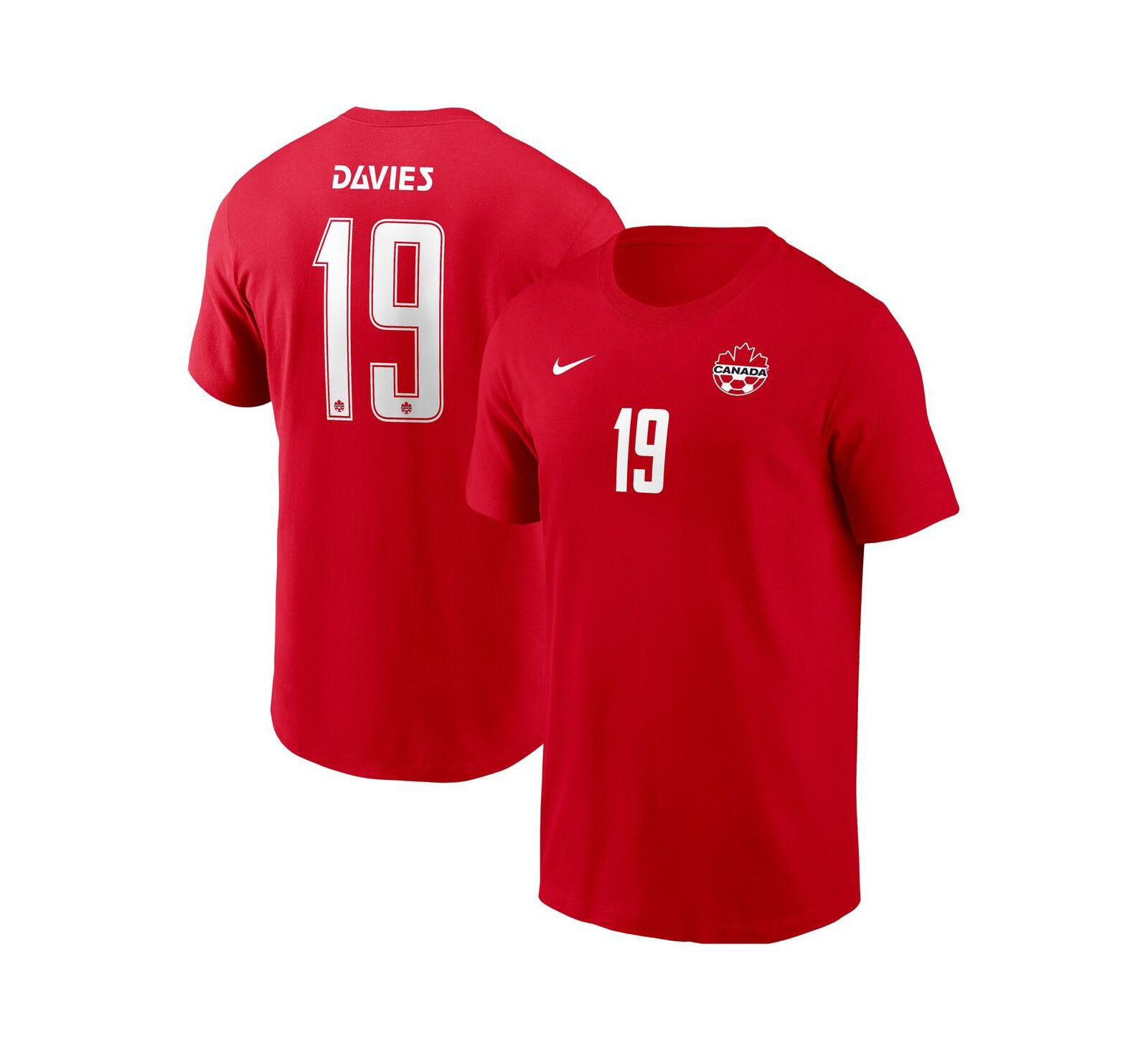 Nike Men's Alphonso Davies Red Canada Soccer Home Name & Number T-Shirt