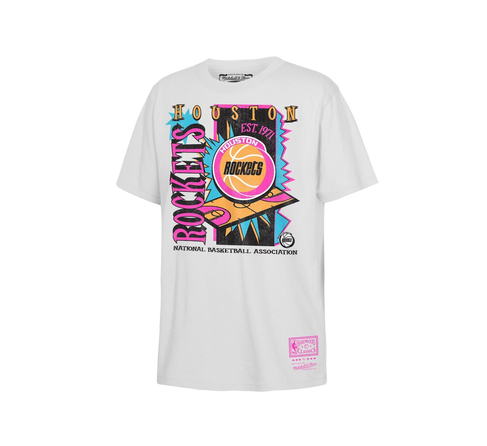 Детская футболка Mitchell & Ness White Houston Rockets Neon Court Shock