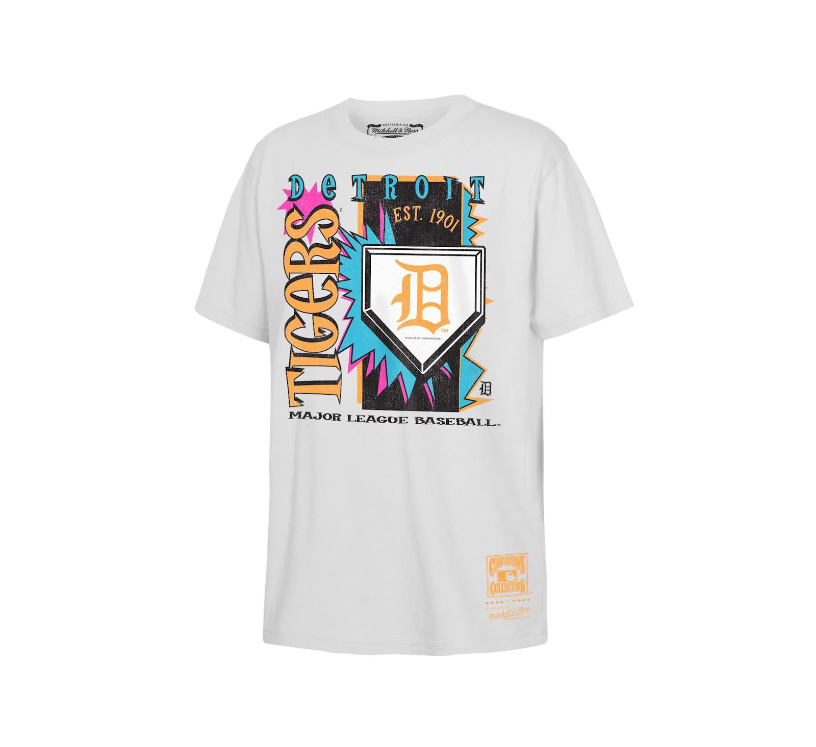 Детская футболка Mitchell & Ness White Detroit Tigers Cooperstown Neon Field Shock