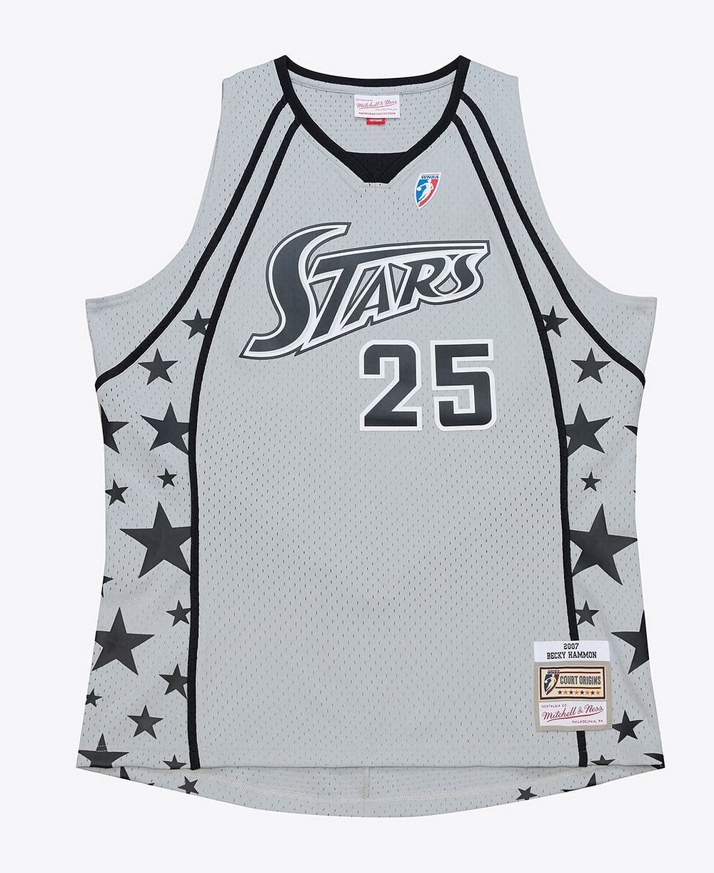 Мужской и женский джерси Mitchell & Ness Silver San Antonio Stars Court Origins 2007 Swingman