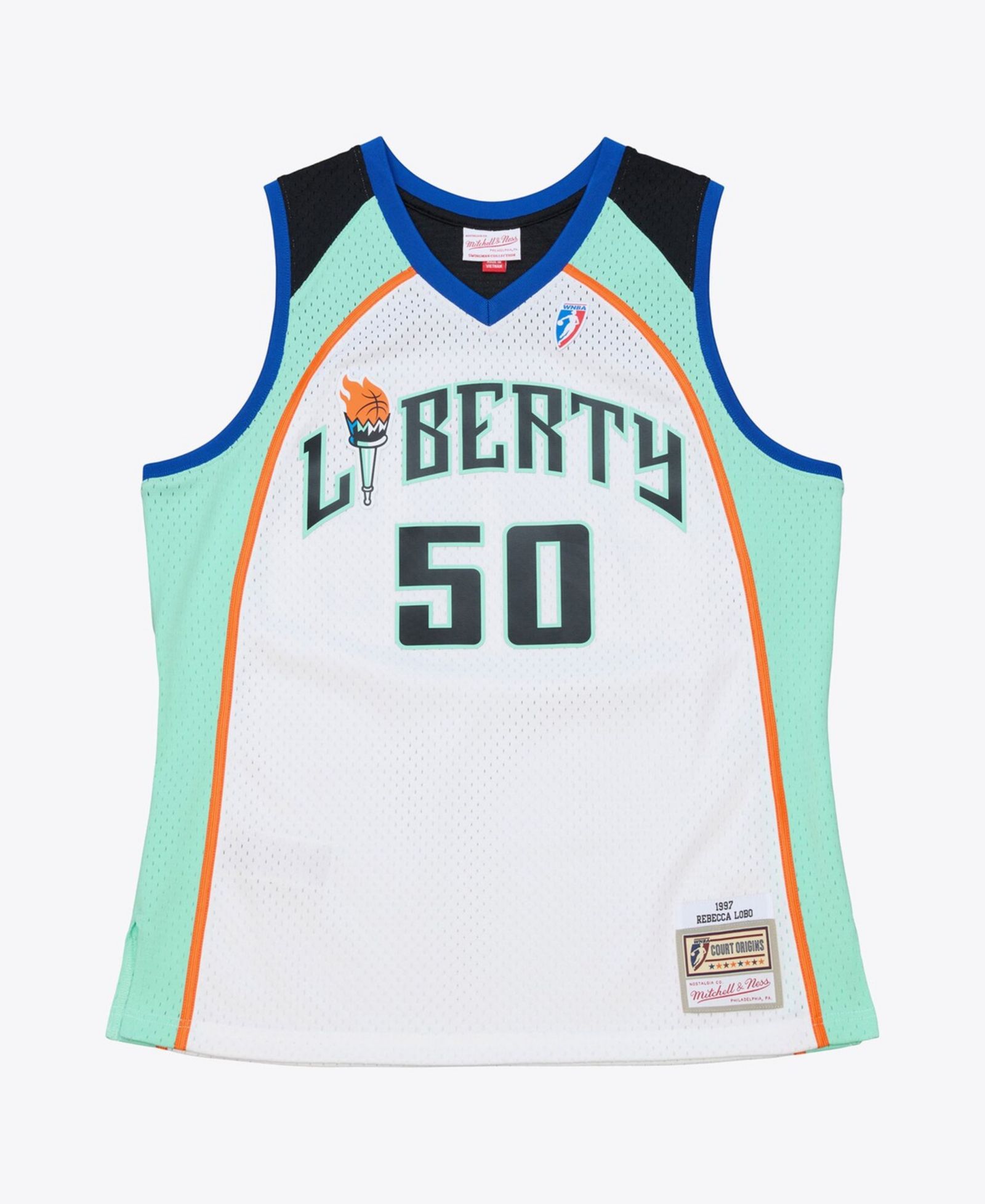 Mitchell & Ness джерси Rebecca Lobo White New York Liberty Court Origins Swingman для мужчин и женщин