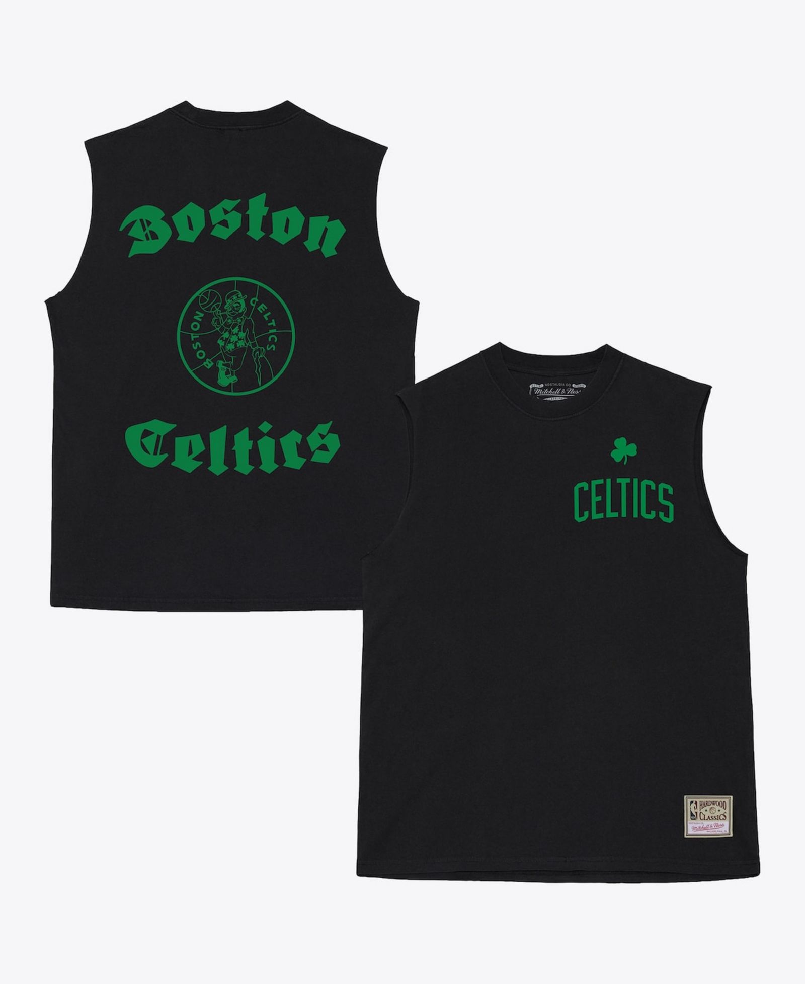 Мужская футболка Mitchell & Ness Black Boston Celtics Hardwood Classics Muscle Cut Off T-Shirt