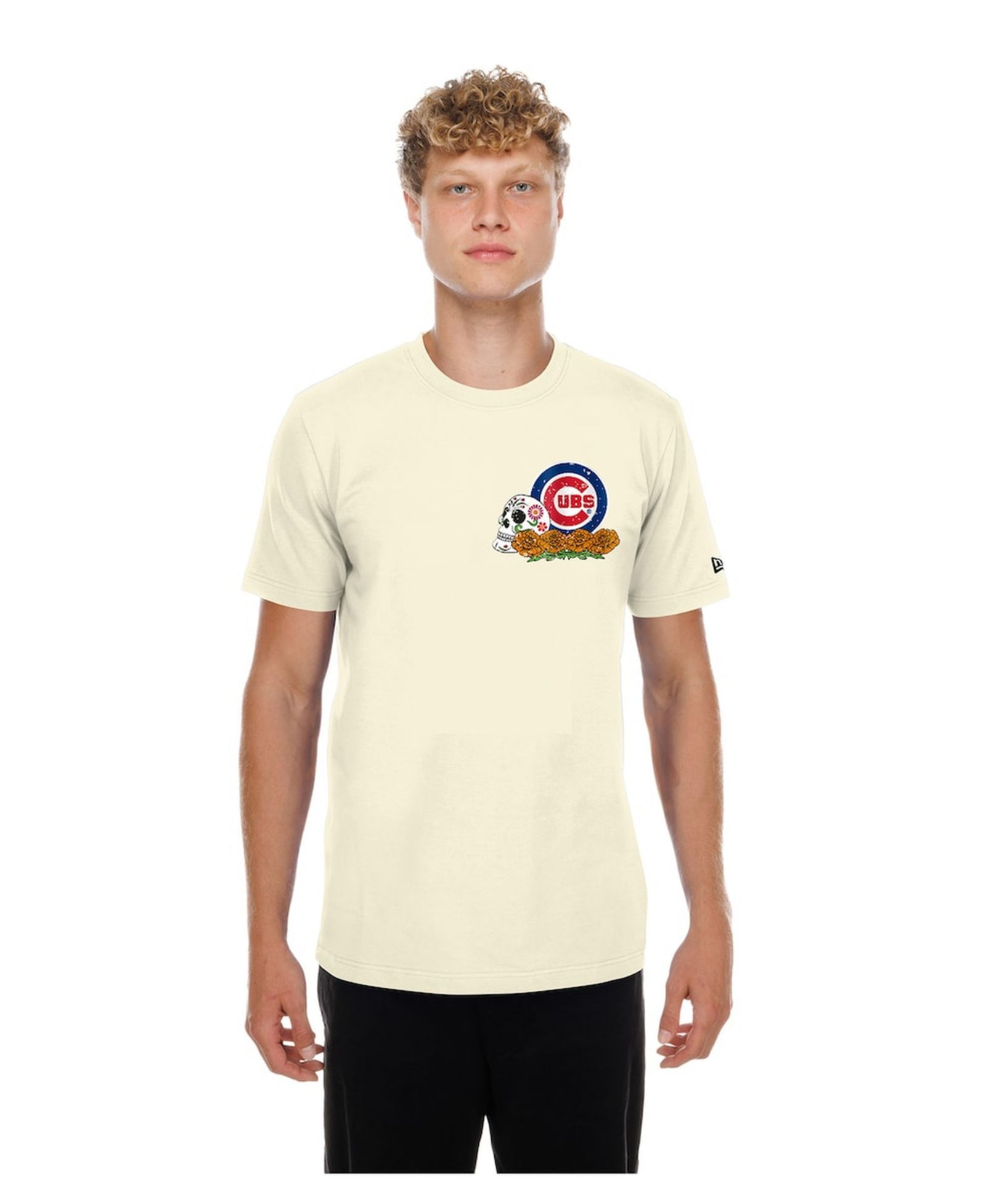 Мужская футболка New Era Chicago Cubs Dia de los Muertos Sugar Skull натурального цвета