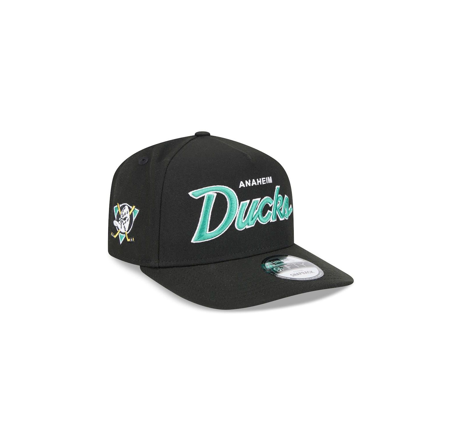 Мужская кепка New Era Black Anaheim Ducks Script A-Frame 9FIFTY Snapback