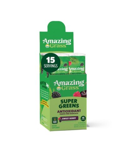 Amazing Grass Greens Blend Antioxidant: Super Greens Powder with Spirulina, Beets, Elderberry, Prebiotics and Probiotics, Sweet Berry, 15 Servings