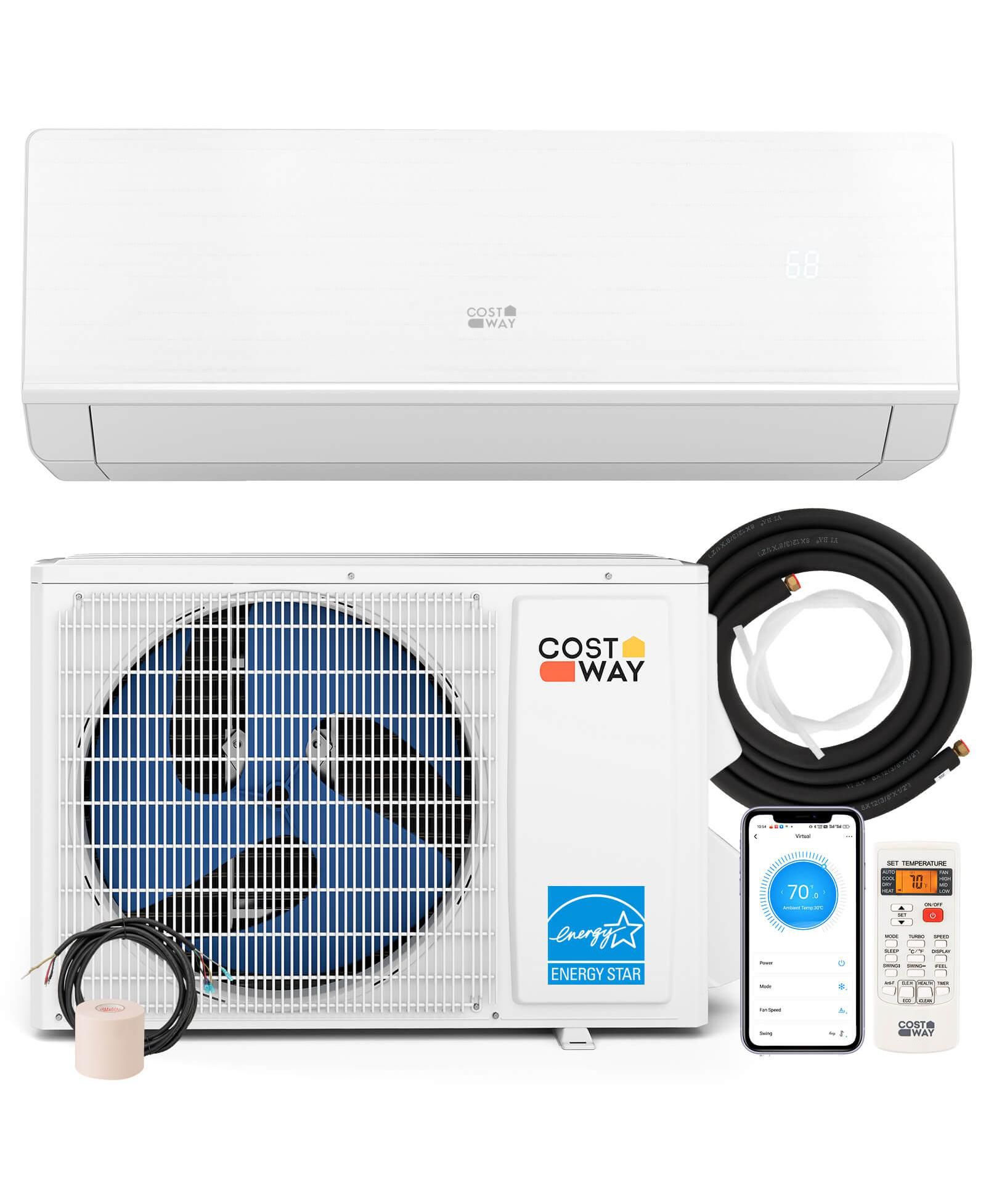 Costway 12000 BTU 115V Mini Split Air Conditioner and Heater with 1 Ton Heat Pump Installation Kit