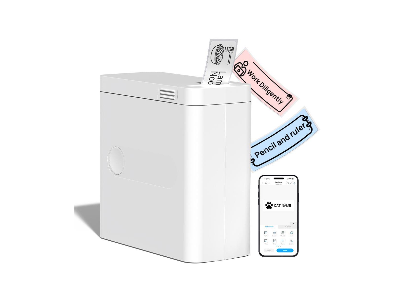 SWIFINT Bluetooth Mini Label Maker Machine, Rechargeable Thermal Label Printer, Portable Wireless Label Maker, Compatible with iOS Android