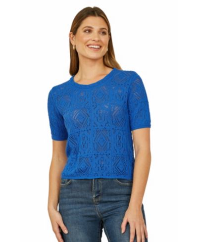Yumi Women's Cotton Crochet Knitted Top