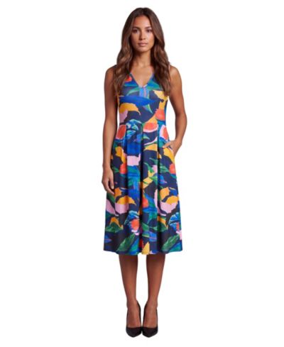 24seven Comfort Apparel Essential Petite Floral Print Midi Dress