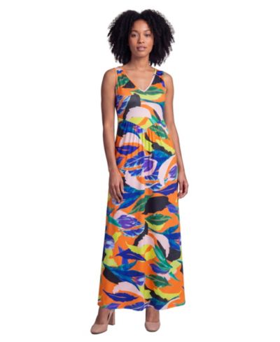 24seven Comfort Apparel Petite Essential Floral Print Maxi Dress