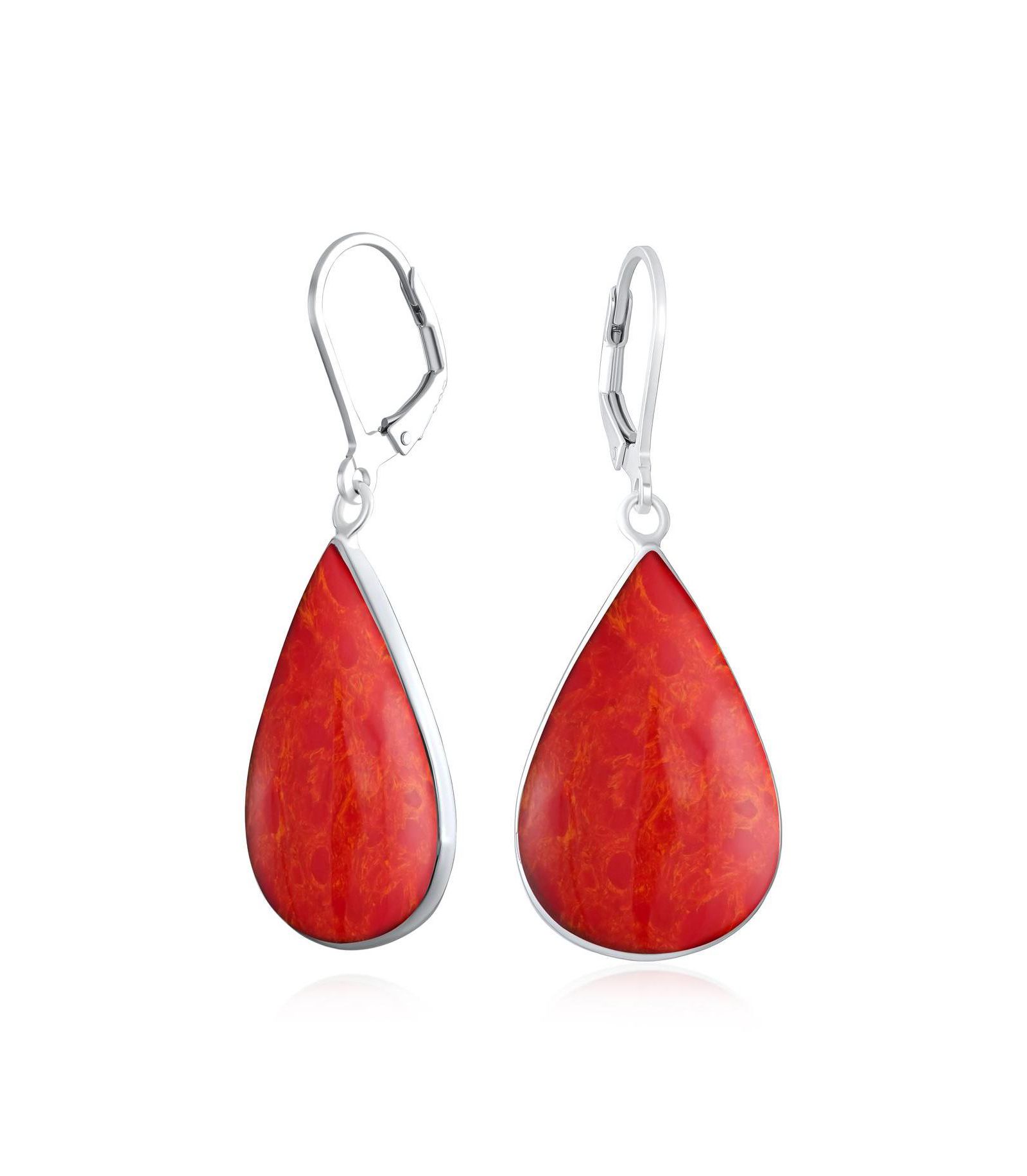 Серьги Bling Jewelry с натуральным сердоликом, каплевидные, серебро .925