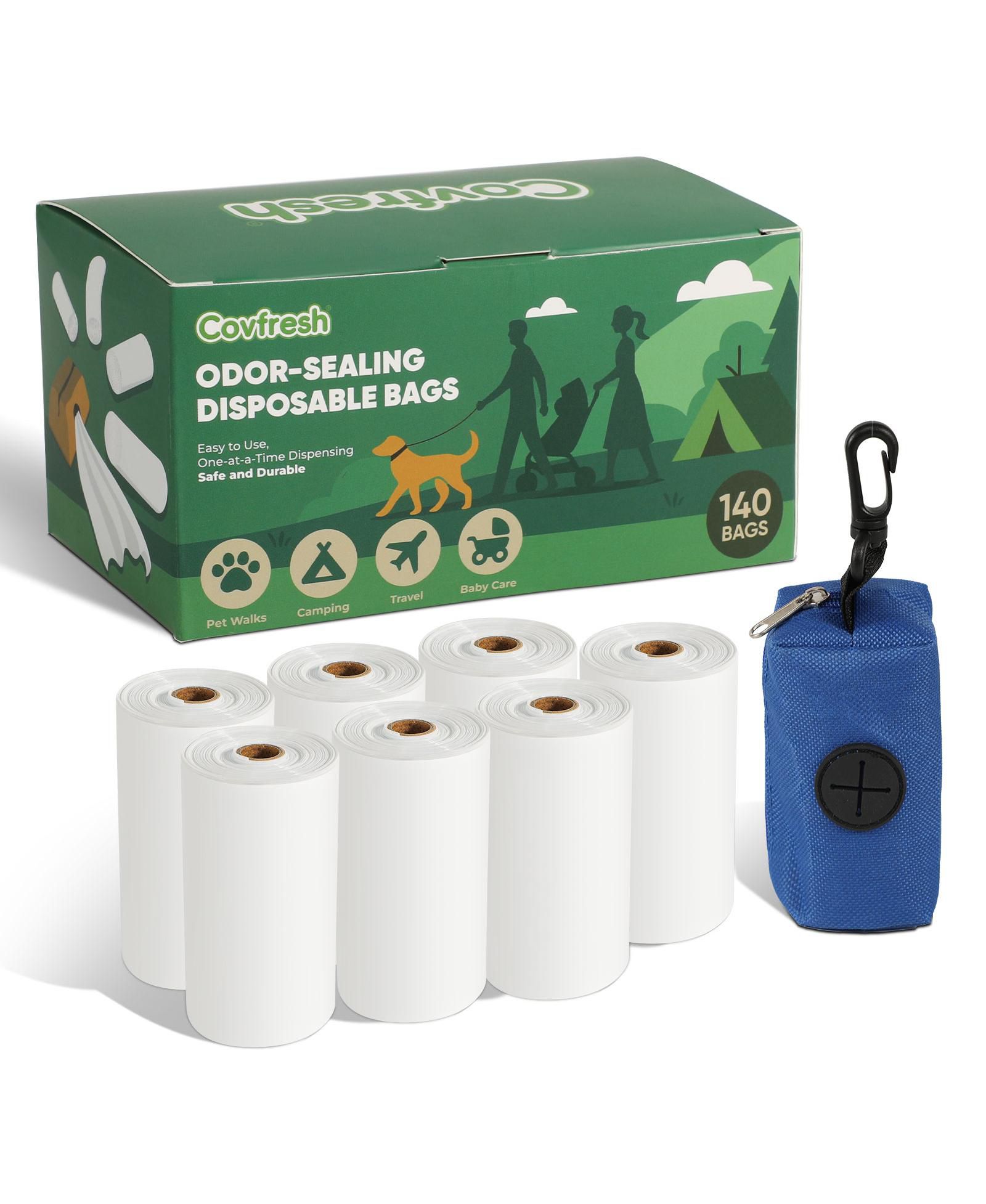 Пакетики для уборки за собаками Covfresh Odor-Blocking Unscented Durable 140 Bags/ 7Rolls