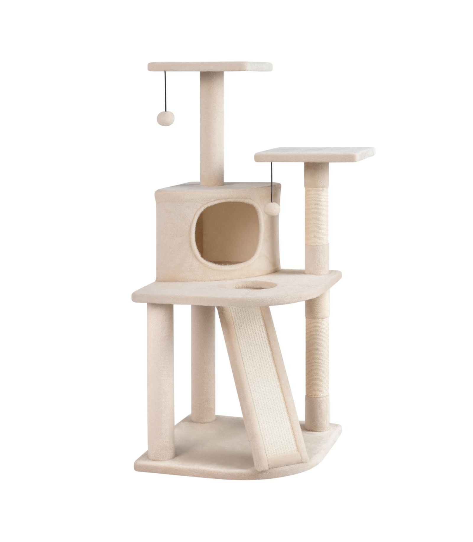 COZITO 44 in Tall Kitten Tower with Condo and 2 Plush Perches, Beige