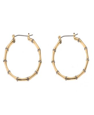 Nicole Miller Gold-Tone Crystal Accents Hoop Earrings