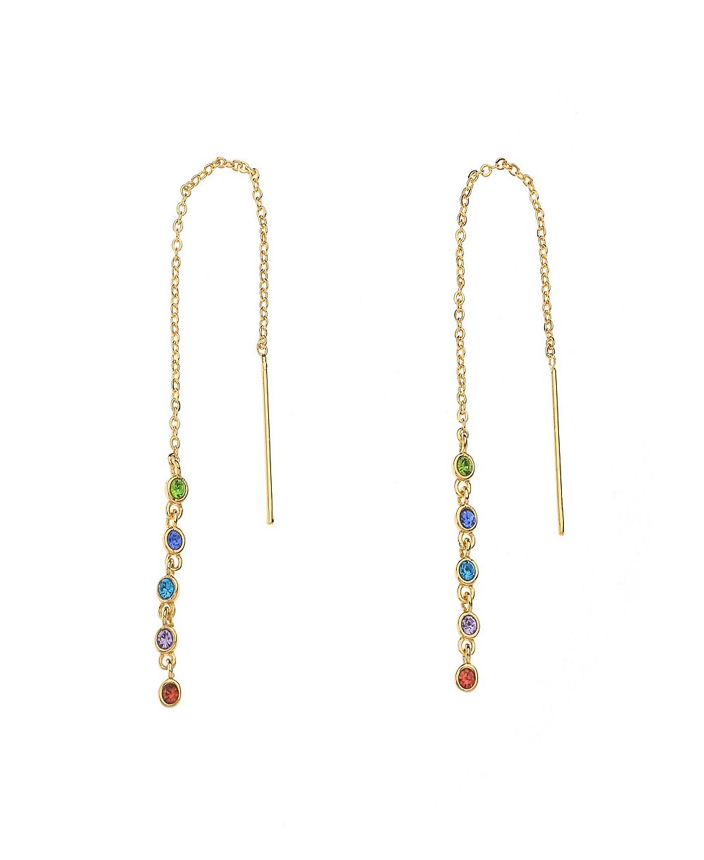 Nicole Miller Gold-Tone Multicolor Crystal Dangle Earrings