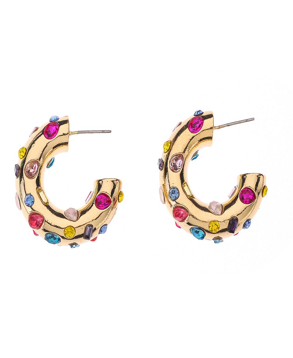Nicole Miller Gold-Tone Small Hoop Stud Earrings