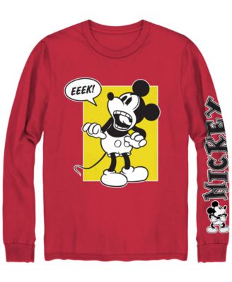 Hybrid Apparel Men's Mickey Mouse Long-Sleeve Crewneck T-Shirt