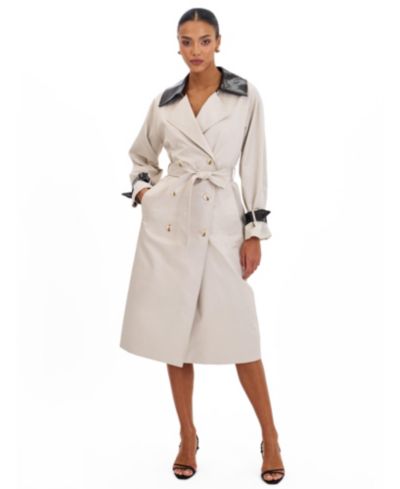 Miss Circle Women's Umber Oyster Double-Breasted Lapel Trench Coat