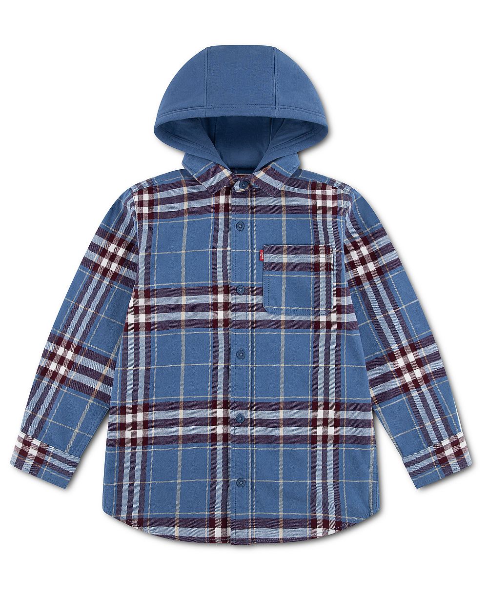 Рубашка Levi's Boys' 2T-7 Hooded Plaid Flannel