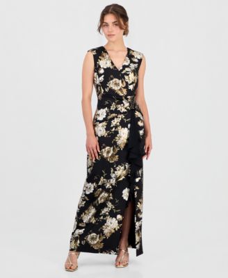 Connected Petite Floral Ruffle Maxi Dress