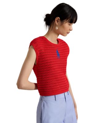 Polo Ralph Lauren Women's Big Pony Crocheted Cotton Sweater