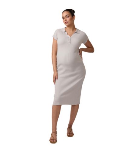 Женское трикотажное платье Ingrid + Isabel Maternity Short Sleeve Collared Sweater Dress