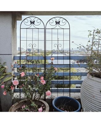 Clihome Metal Garden Trellis 71" x 19.7" Rustproof Trellis for Climbing Plants Outdoor Flower Support