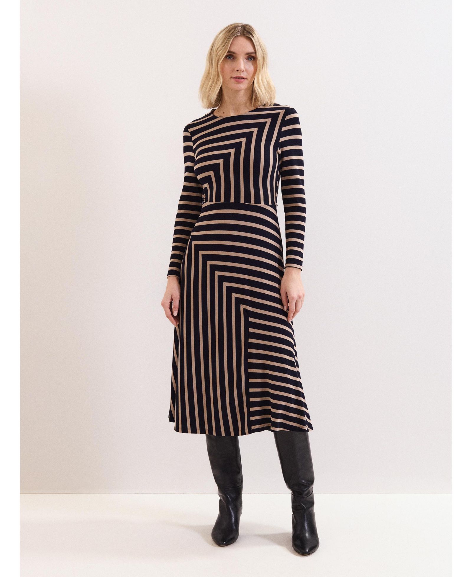 Женское платье Phase Eight Mia Stripe Long Sleeve Midi