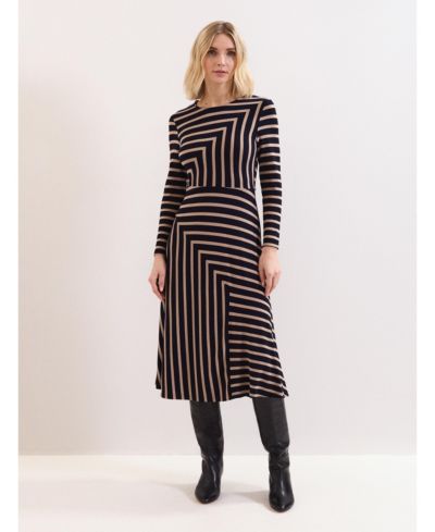 Женское платье Phase Eight Mia Stripe Long Sleeve Midi