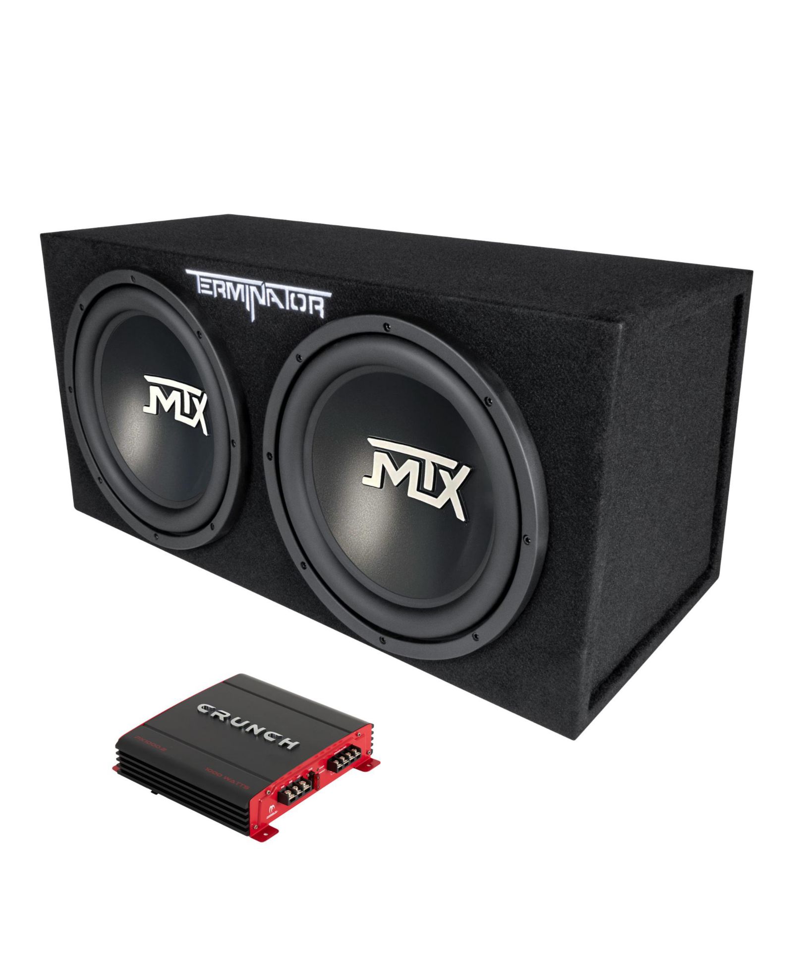 Crunch 500W Terminator 2-Channel Car Audio Amplifier and 12-Inch Subwoofer Enclosure, 2-Piece Set