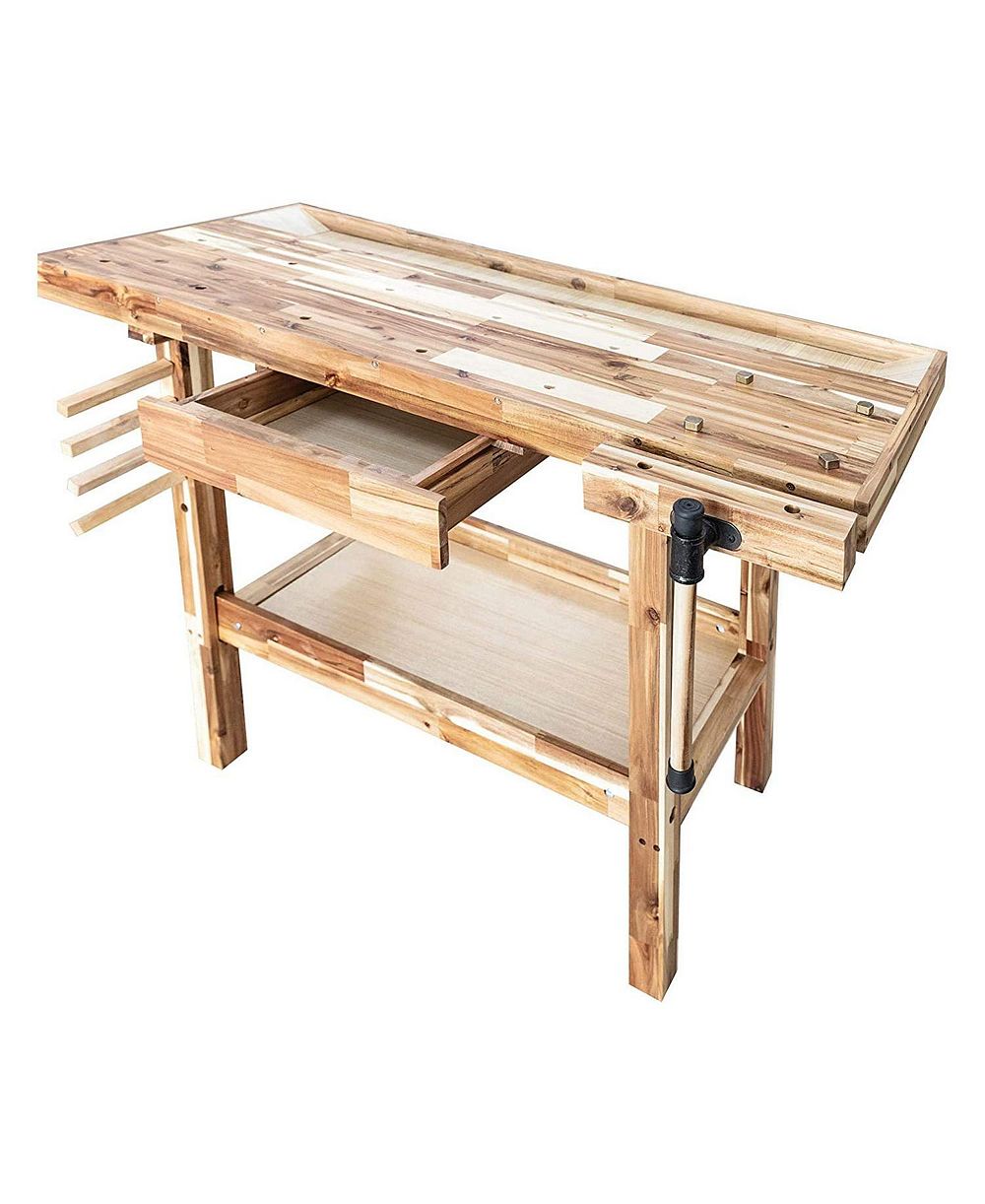 Olympia Tools 48 Inch Acacia Hardwood Woodworking Carpentry Workbench  Storage