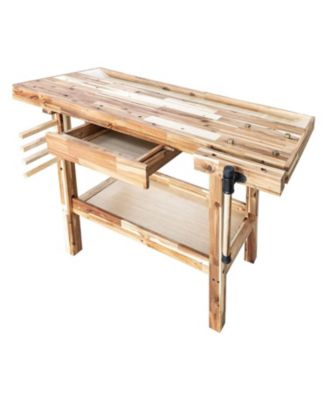 Olympia Tools 48 Inch Acacia Hardwood Woodworking Carpentry Workbench  Storage