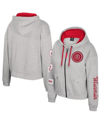 Женская ветровка Colosseum Gray Wisconsin Badgers Alfie Full-Zip Hoodie Jacket