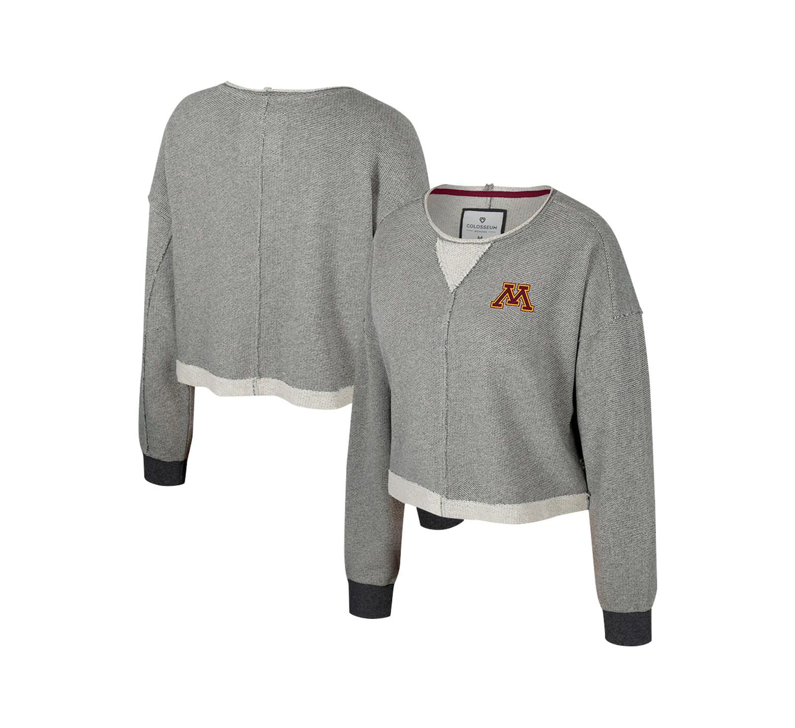 Colosseum Женский свитшот-кроп топ Minnesota Golden Gophers Magnum Scoop Neck, угольный