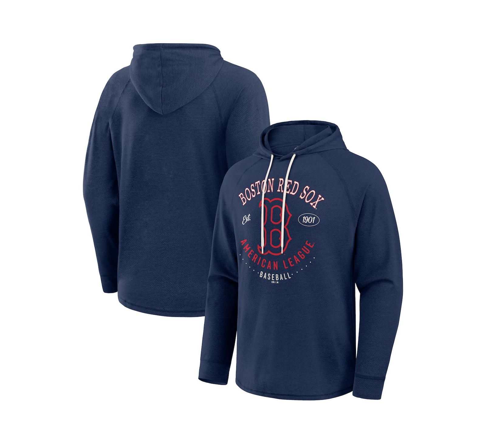 Fanatics Мужская футболка-поло Raglan с длинным рукавом Boston Red Sox, темно-синяя